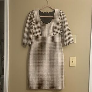 Classic Black and White Check Sheath Dress